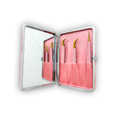 Kit 3 Pinas Rosa Beb One Lashes Com Espelho