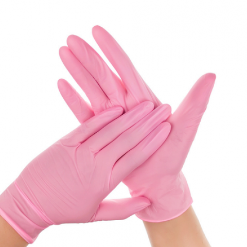 Luva Nitrilo Rosa sem Talco L